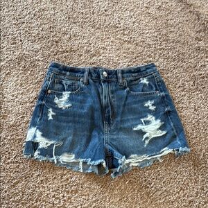 American Eagle Outfitters Blue Distressed Jean Shorts